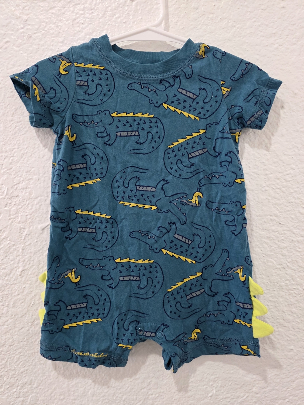 Carter's Teal Crocodile Print Romper